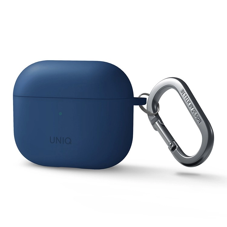 Чехол Uniq NEXO Liquid silicone +carabin +Sports ear hooks для AirPods 3 Голубой