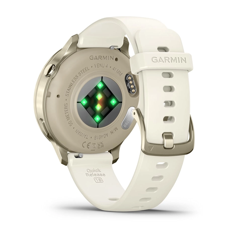 Смарт-часы Garmin Venu 4 - 41 mm, Лунно-золотистый, силиконовый ремешок цвета слоновой кости