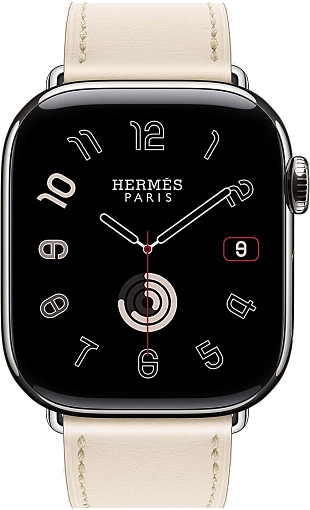 Смарт-часы Apple Watch S10 Hermes - 46 mm браслет Leather Single Tour Etoupe, (Béton | бежевый)