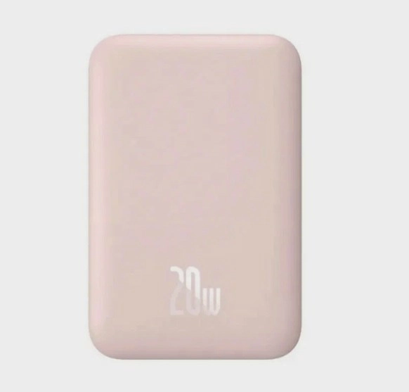 Аккумулятор внешний универсальный Baseus Magnetic Wireless Digital Display QC 20W (Type C: 5V-2.4A) (PPCX020004) 6000 mAh Розовый