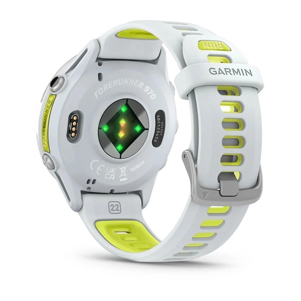 Смарт-часы Garmin Forerunner 970 - 47 mm, Белый, титановый безель, бело-зеленый ремешок (010-02969-01)