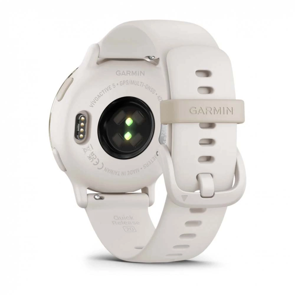 Смарт-часы Garmin Vivoactive 5 - 42 mm, цвета Слоновой кости, золотистый безель, бежевый силиконовый ремешок