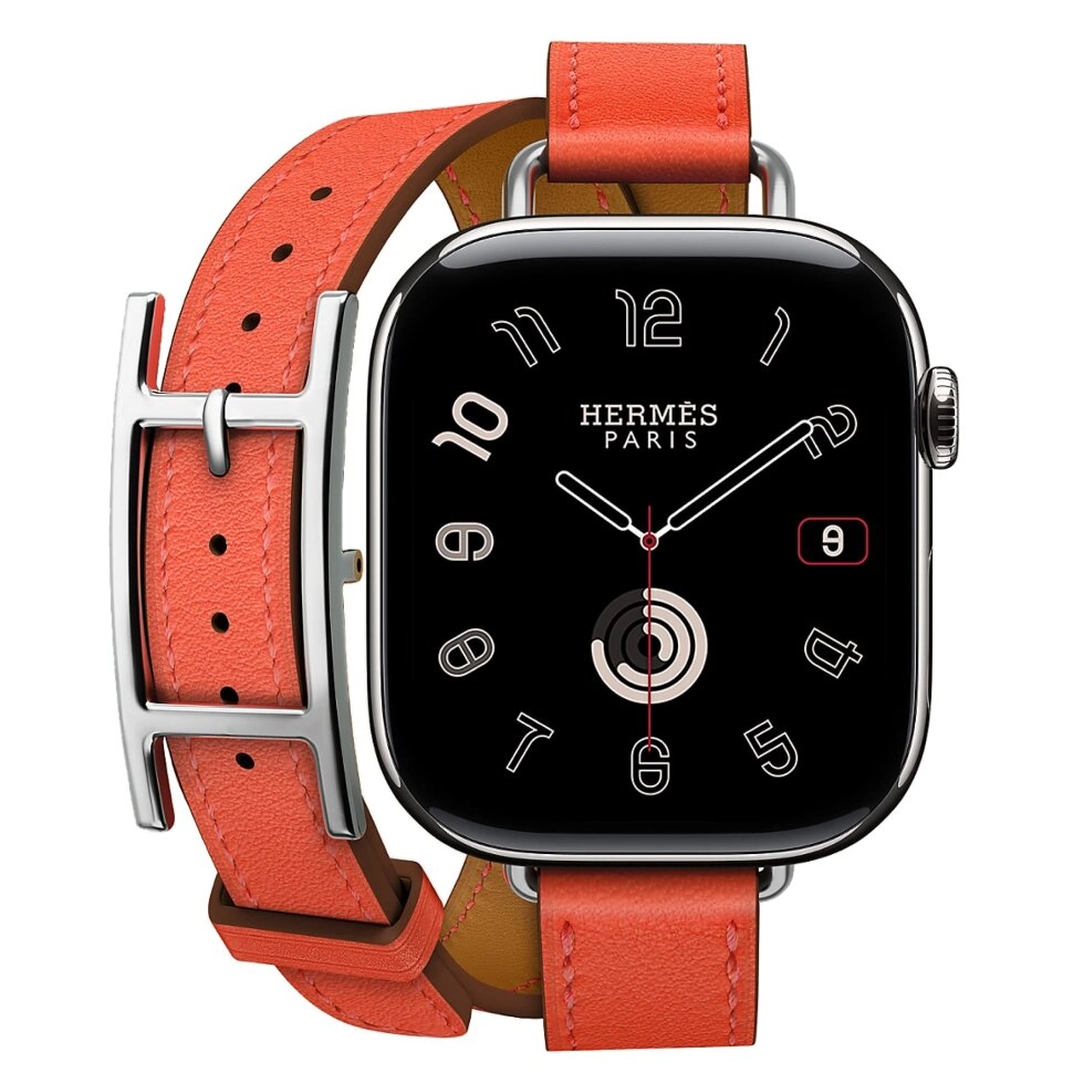 Смарт-часы Apple Watch S10 Hermes - 42 mm браслет Double Tour Hapi Attelage (Orange | оранжевый)
