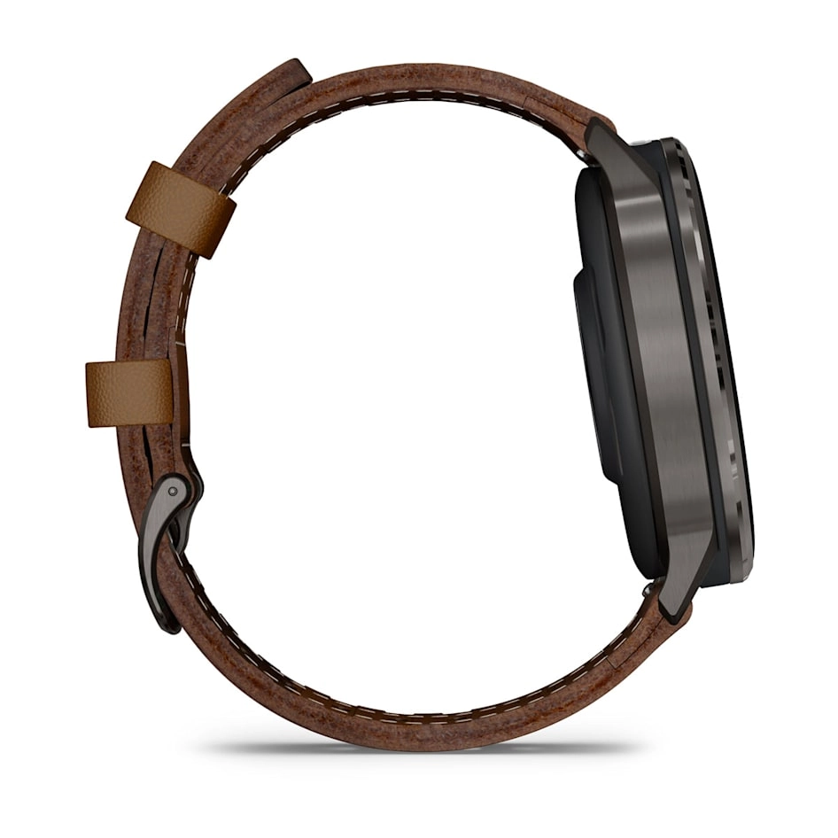 Смарт-часы Garmin Venu 4 - 45 mm, Темно-серый, коричневый кожаный ремешок