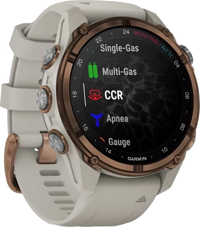 Смарт-часы Garmin Descent Mk3i - 43 mm, Титановый, бронзовый безель с PVD-покрытием, серый силиконовый ремешок