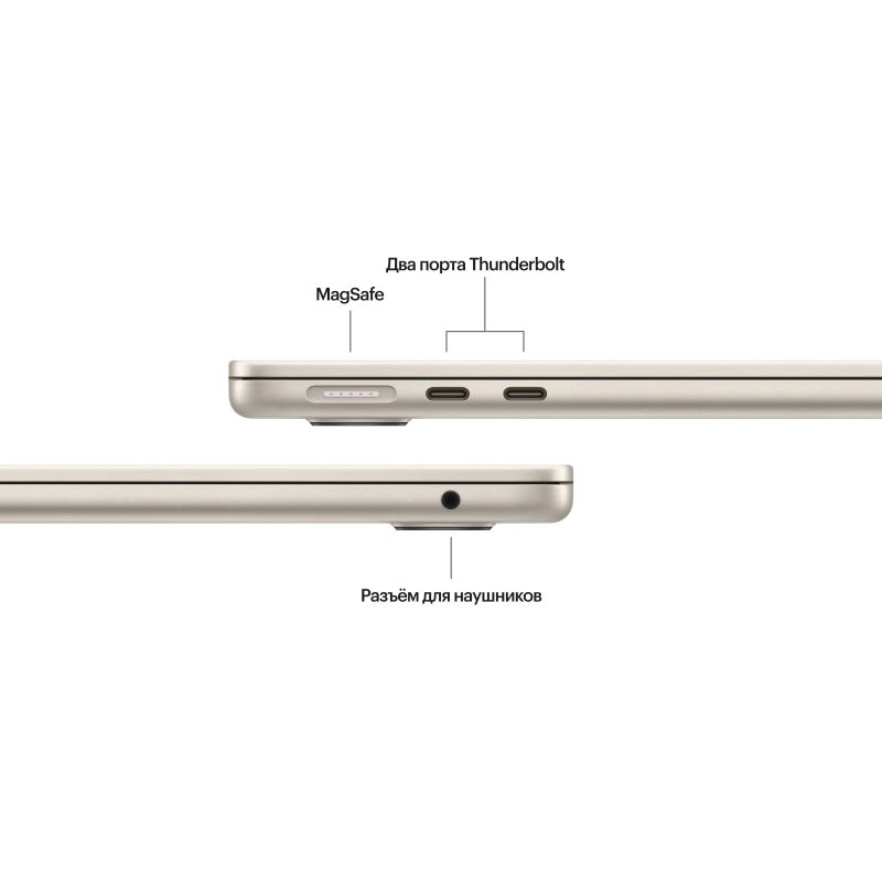 Ноутбук Apple MacBook Air 15" M3 (2024) 8C CPU/10C GPU, 8 ГБ RAM, 256 ГБ SSD, Starlight