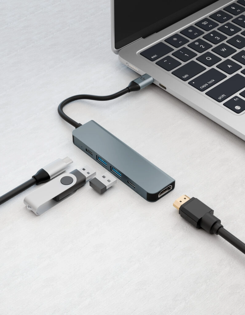 Адаптер VLP Infinity USB-C Hub 5 в 1, серебристый
