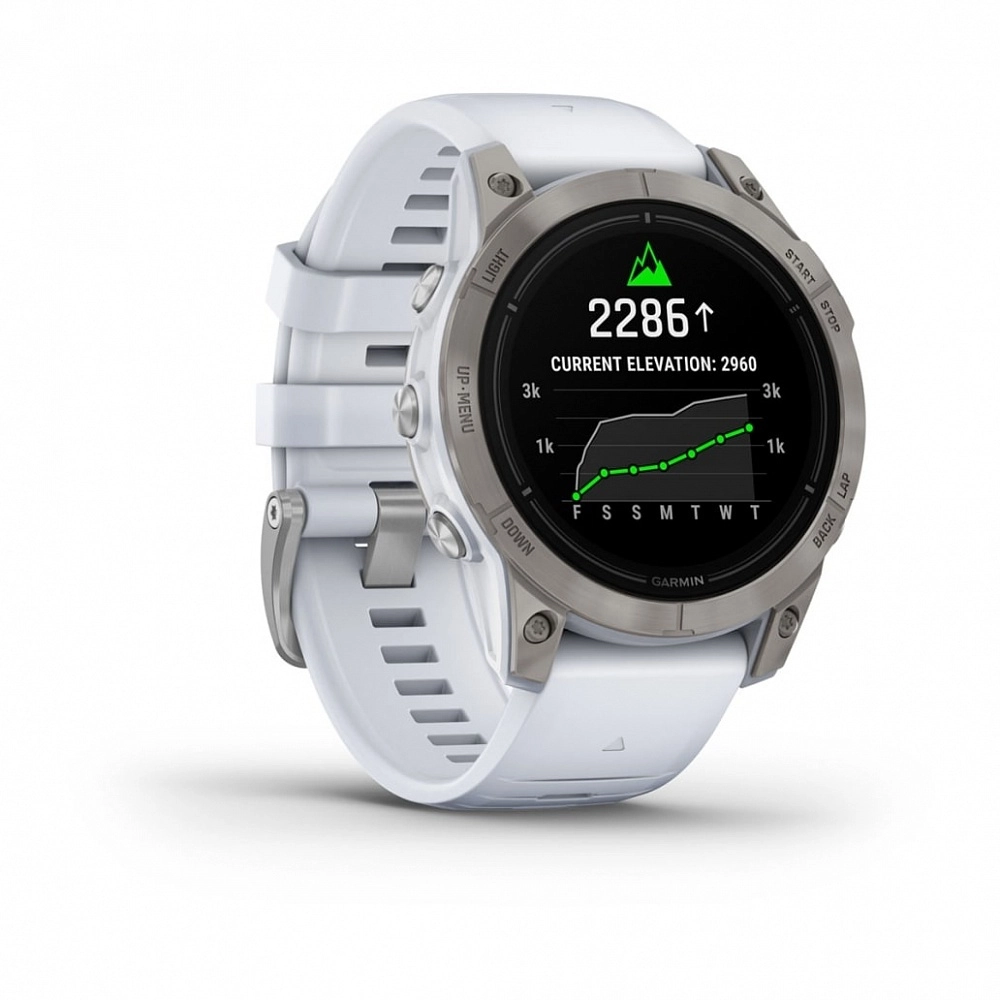 Смарт-часы Garmin Epix Pro (Gen 2) Sapphire Edition - 47 mm, Титановый, белый безель с DLC-покрытием, белый ремешок