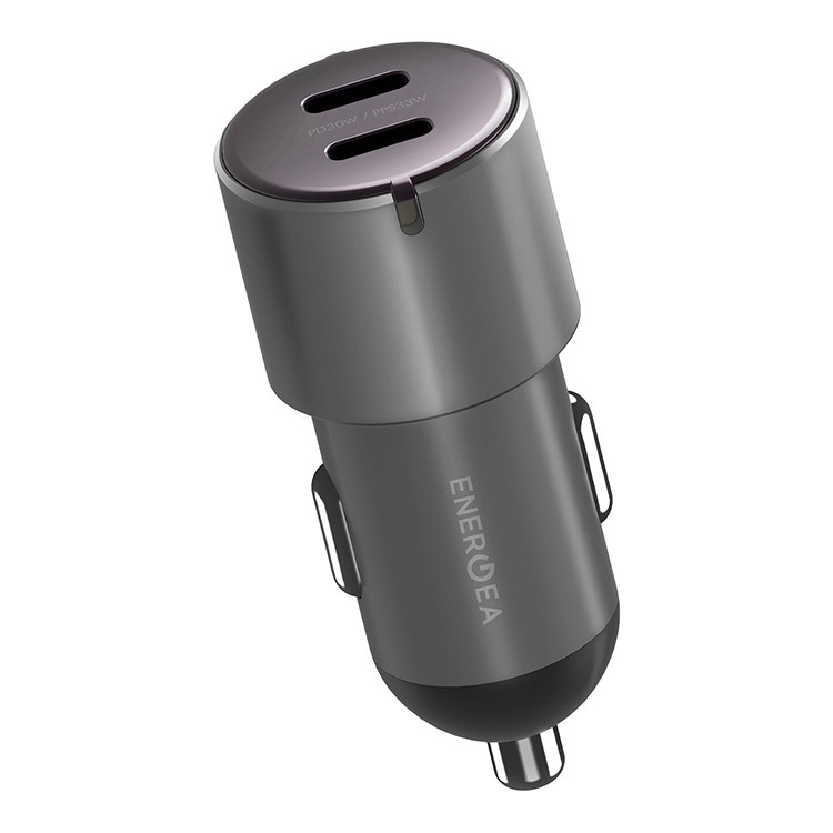 Автомобильное зарядное EnergEA Alu Drive D60 2*USB-C PD/PPS 66W, Aluminium Gunmetal