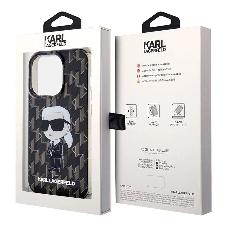 Lagerfeld для iPhone 15 Pro Max чехол PC/Термополиуретан Monogram NFT Karl Ikonik Hard Black