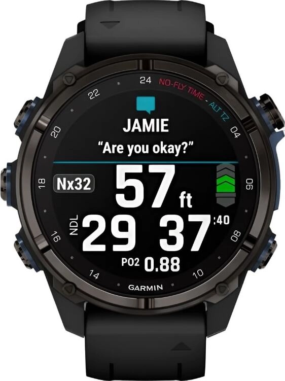 Смарт-часы Garmin Descent Mk3i - 43 mm, Титановый, угольно-серый безель с DLC-покрытием, черный силиконовый ремешок