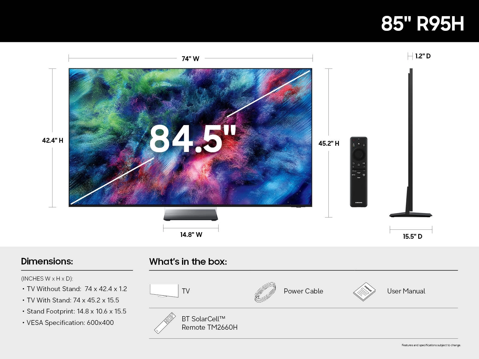 Телевизор Samsung MRE85R95HAUXPY 85" черный