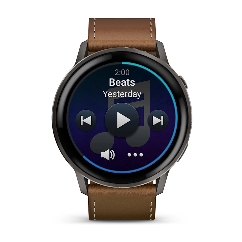 Смарт-часы Garmin Venu 4 - 45 mm, Темно-серый, коричневый кожаный ремешок