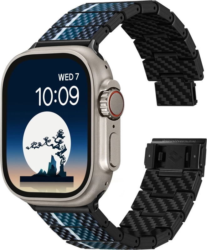 Ремешок Pitaka Moon для Apple Watch, 38/49 мм, карбон, синий
