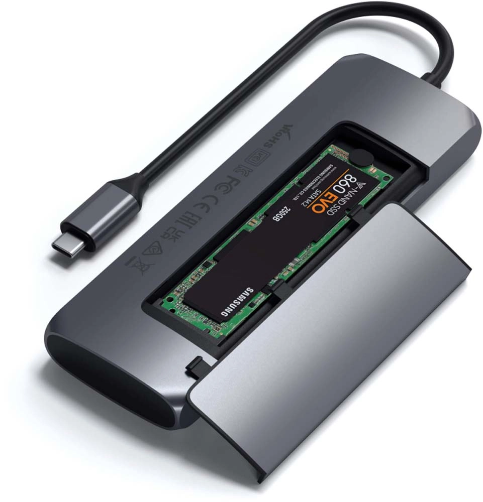 Адаптер Satechi USB-C Hybrid Multiport Adapter (with SSD Enclosure) Серый