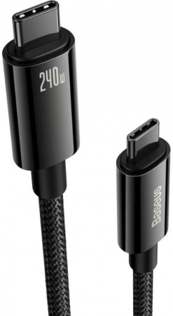 Кабель Baseus Tungsten Gold Fast Charging Data Cable Type-C to Type-C 240W 1м, Чёрный