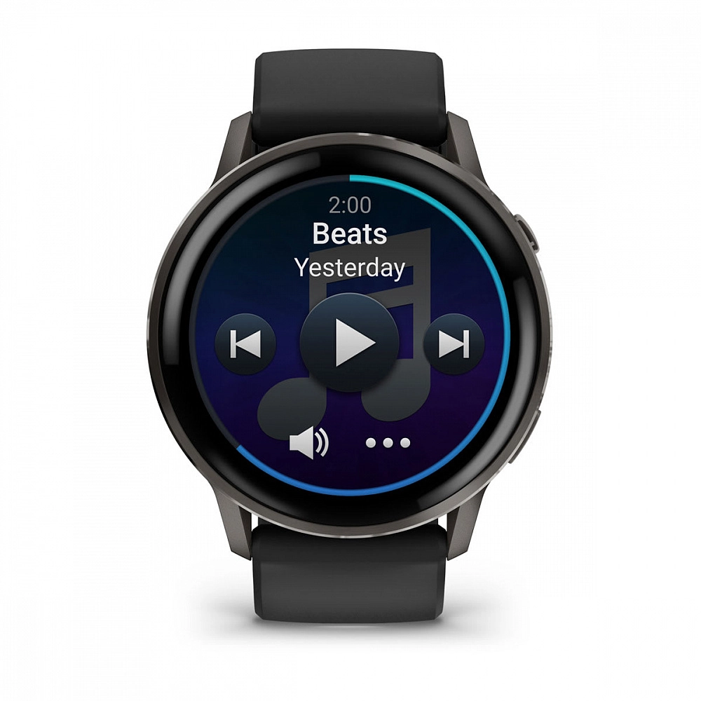 Смарт-часы Garmin Venu 4 - 45 mm, Темно-серый, черный силиконовый ремешок