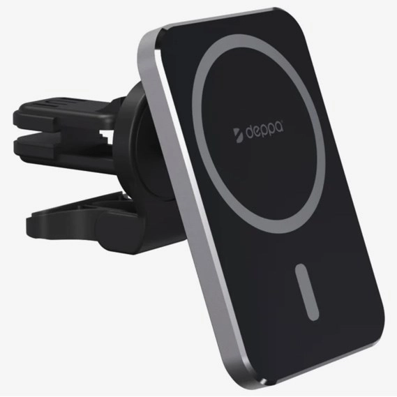 Магнитный держатель с беспроводной зарядкой Deppa Mage Safe Qi черный