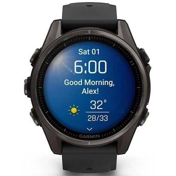 Смарт-часы Garmin Fenix 8 Amoled - 43 mm, Угольно-серый с DLC-покрытием, пепельно-серый силиконовый ремешок