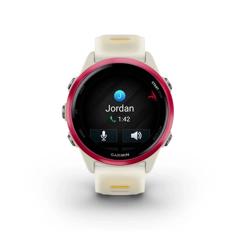 Смарт-часы Garmin Forerunner 570 - 42 mm, Малиновый алюминий с желто-белым ремешком