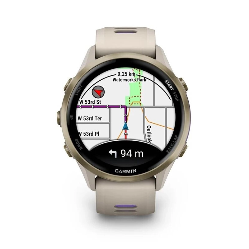 Смарт-часы Garmin Forerunner 970 - 47 mm, Золотистый, титановый безель, серый с индиго ремешок (010-02969-02)