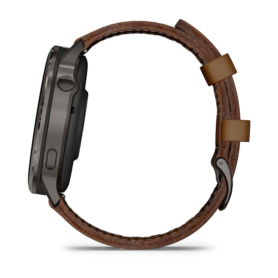 Смарт-часы Garmin Venu 4 - 45 mm, Темно-серый, коричневый кожаный ремешок