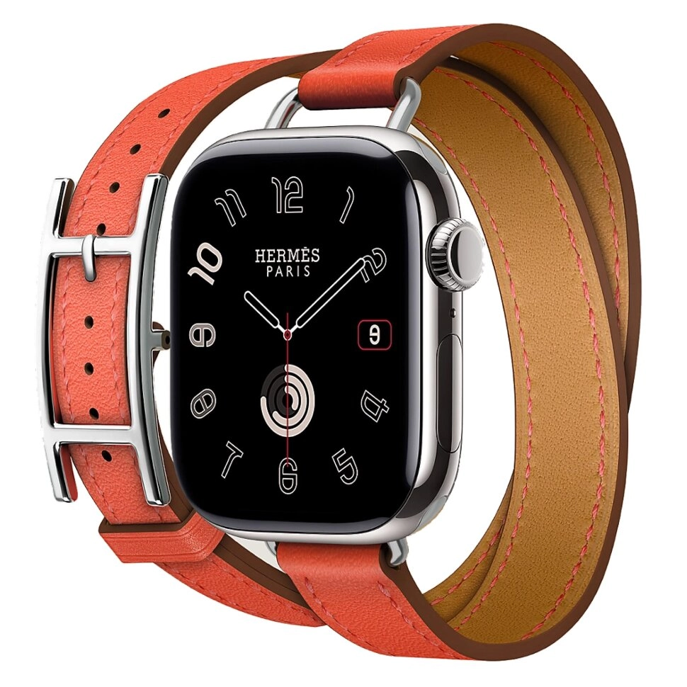 Смарт-часы Apple Watch S10 Hermes - 42 mm браслет Double Tour Hapi Attelage (Orange | оранжевый)