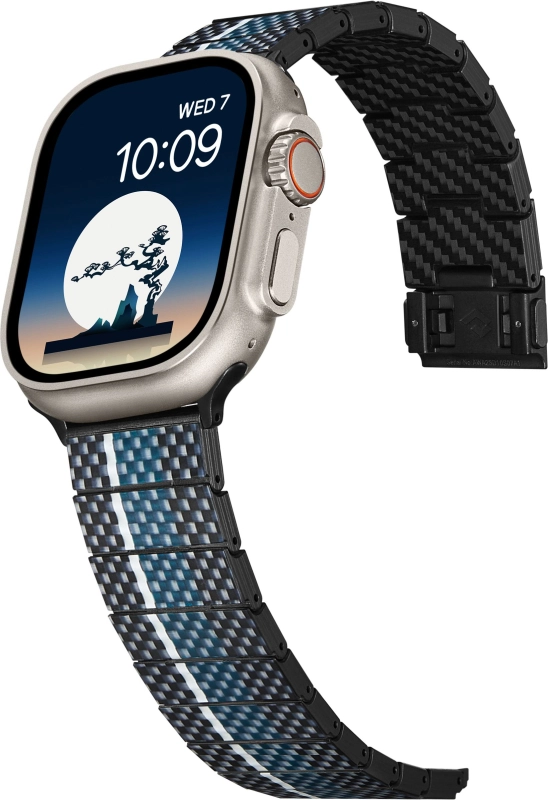 Ремешок Pitaka Moon для Apple Watch, 38/49 мм, карбон, синий
