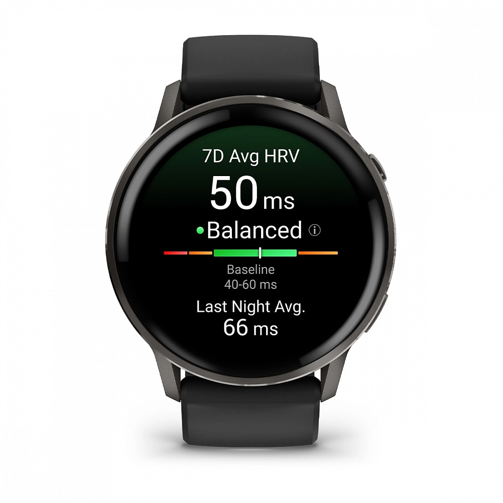 Смарт-часы Garmin Venu 4 - 45 mm, Темно-серый, черный силиконовый ремешок