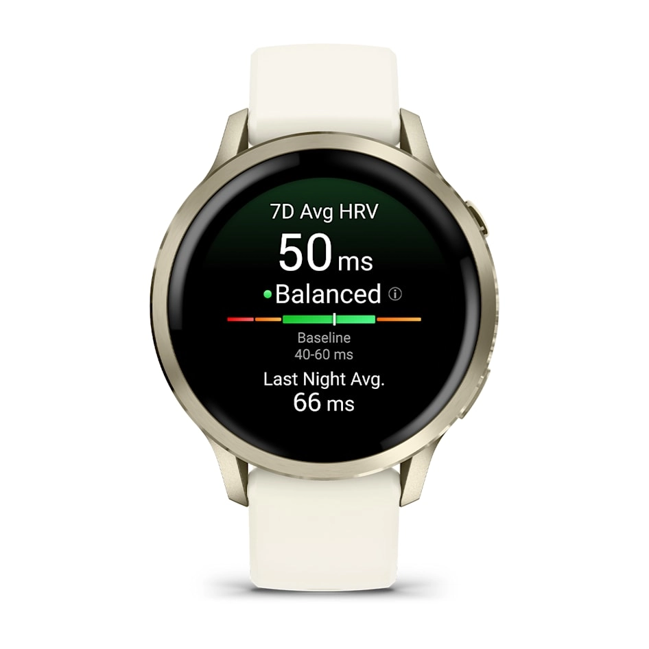 Смарт-часы Garmin Venu 4 - 41 mm, Лунно-золотистый, силиконовый ремешок цвета слоновой кости