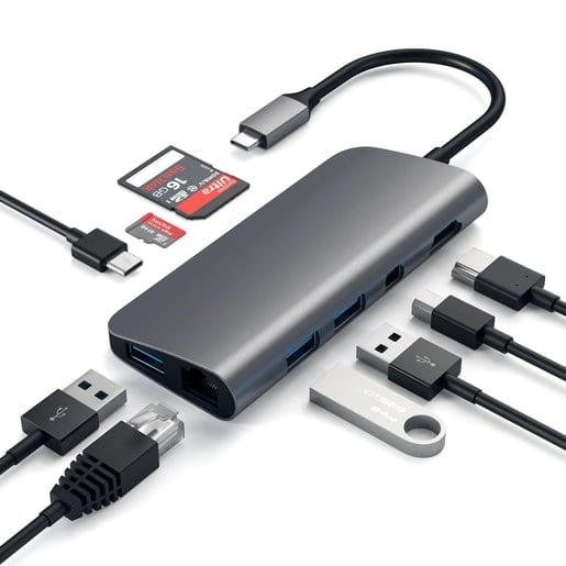 Адаптер Satechi Aluminum USB Type-C Multimedia Adapter (ST-TCMM8PAM)