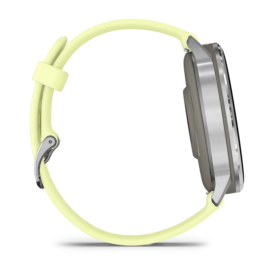 Смарт-часы Garmin Venu 4 - 45 mm, Серебристый , лимонный силиконовый ремешок