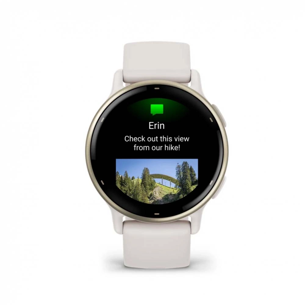 Смарт-часы Garmin Vivoactive 5 - 42 mm, цвета Слоновой кости, золотистый безель, бежевый силиконовый ремешок