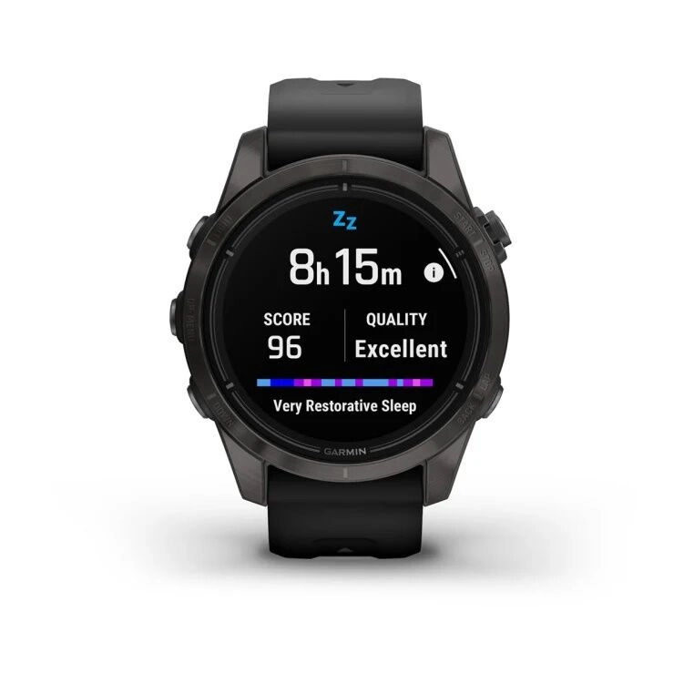 Смарт-часы Garmin Epix Pro (Gen 2) Sapphire Edition - 42 mm, Титановый, угольно-серый безель с DLC-покрытием, черный ремешок