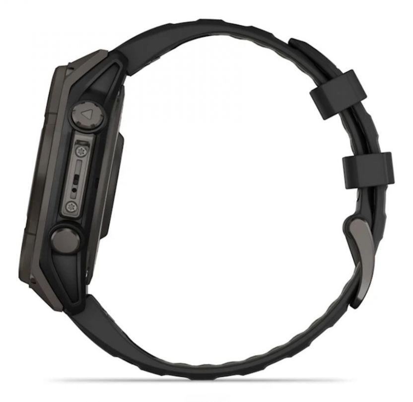 Смарт-часы Garmin Fenix 8 Solar Sapphire - 47 mm, Титановый, угольно-серый безель с DLC-покрытием, черный ремешок