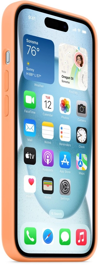 Чехол для iPhone 15 Силиконовый, свежая папайя (Orange Sorbet)