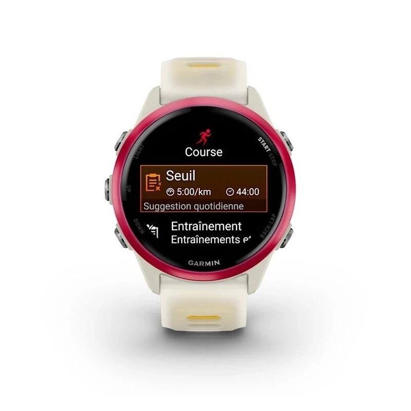 Смарт-часы Garmin Forerunner 570 - 42 mm, Малиновый алюминий с желто-белым ремешком