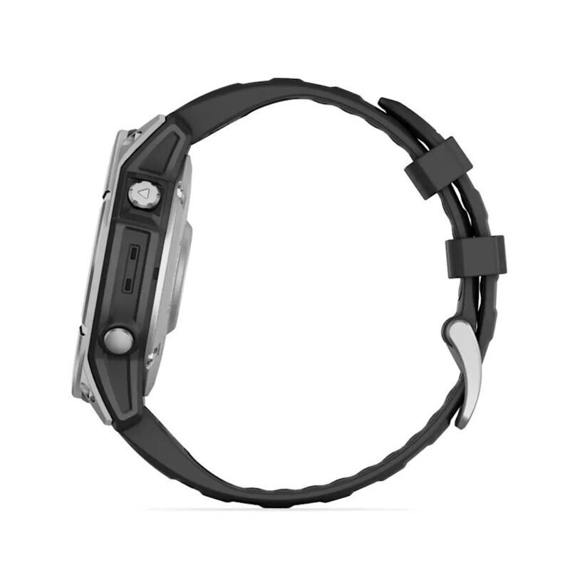 Смарт-часы Garmin Fenix E Amoled - 47 mm, Серый с серебристым стальным безелем | черный силиконовый ремешок