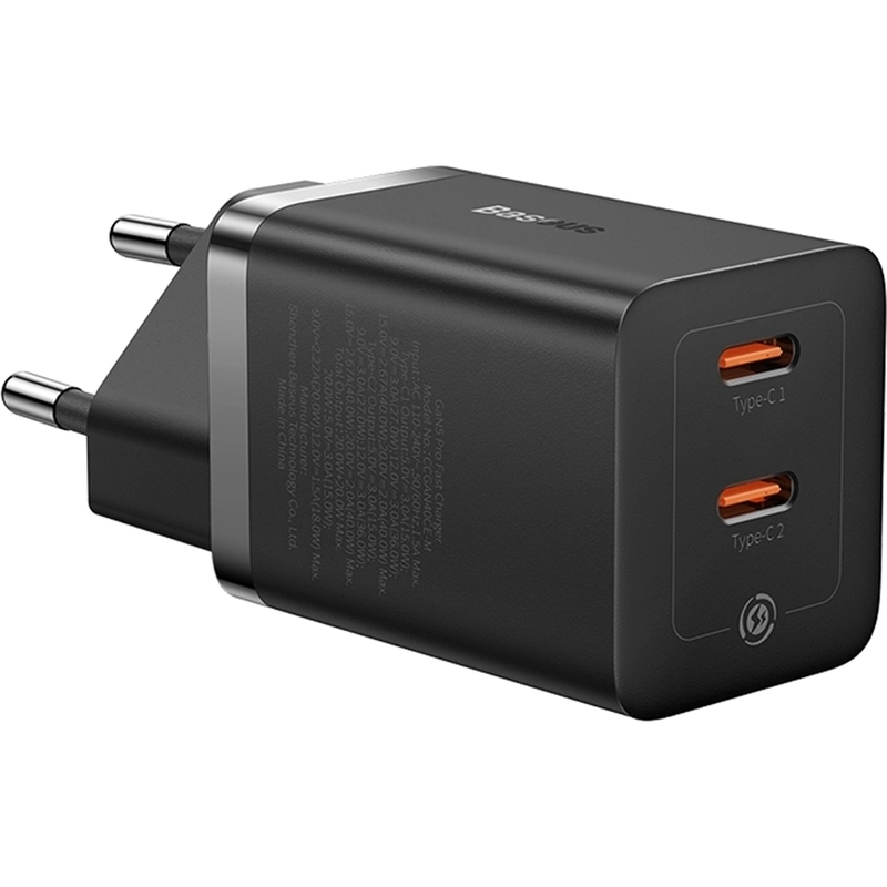 Сетевое зарядное устройство OS-Baseus GaN5 Pro Fast Charger C+C 40W EU (CCGP180101) Черное