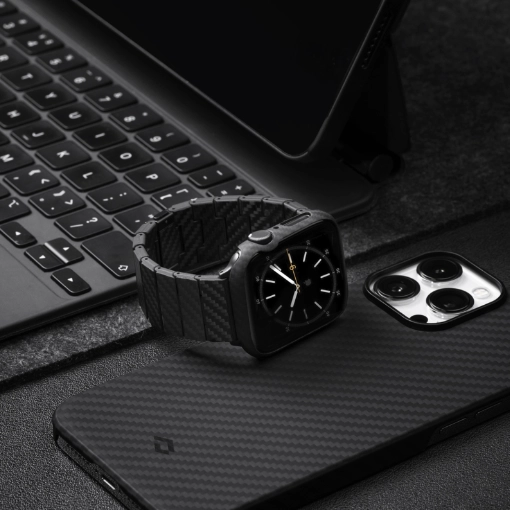 Чехол кевларовый Pitaka для Apple Watch серии 7/8 (45мм), черный