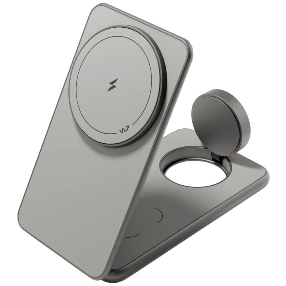 Беспроводное зарядное устройство VLP Alum Power Pro для Apple натуральный титан