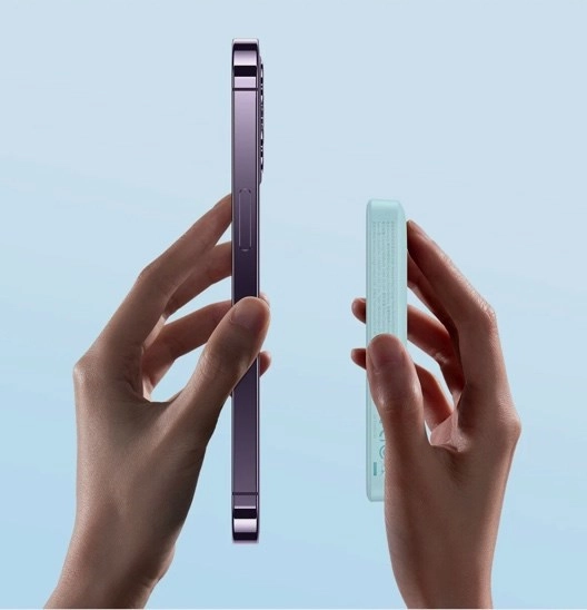 Внешний магнитный беспроводной аккумулятор BASEUS Magnetic 6000 mAh, 20W, с кабелем Type-C to Type-C 50 см, Blue, PPCX020003