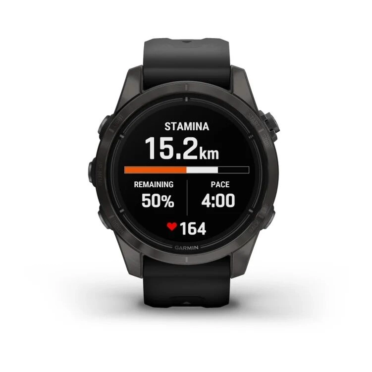 Смарт-часы Garmin Epix Pro (Gen 2) Sapphire Edition - 42 mm, Титановый, угольно-серый безель с DLC-покрытием, черный ремешок