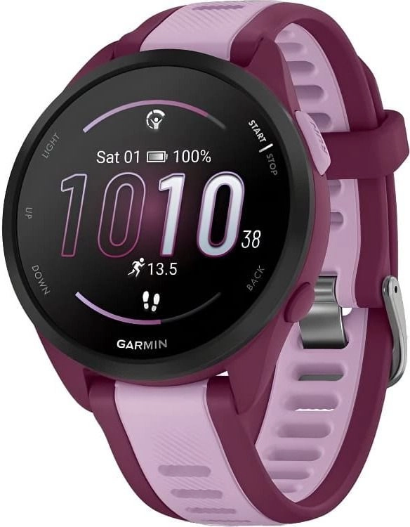 Смарт-часы Garmin Forerunner 165 Music - 43 mm, Лиловый c малиновым ремешком