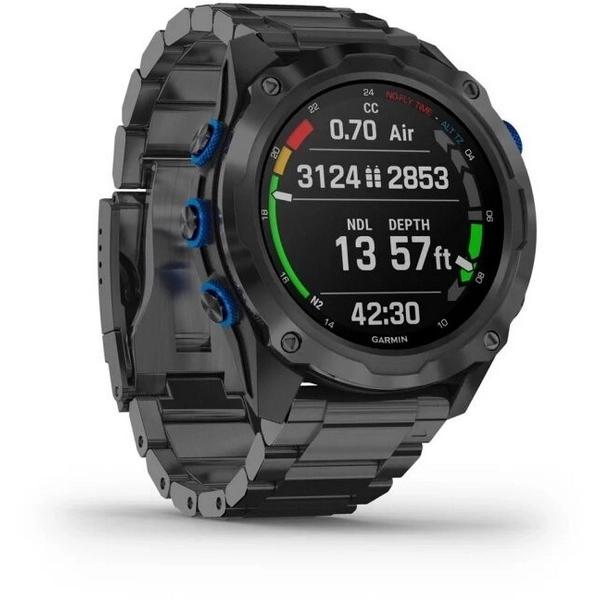 Смарт-часы Garmin Descent Mk2i - 52 mm, Титановый с DLC-покрытием и черным титановым ремешком + Датчик Descent T1