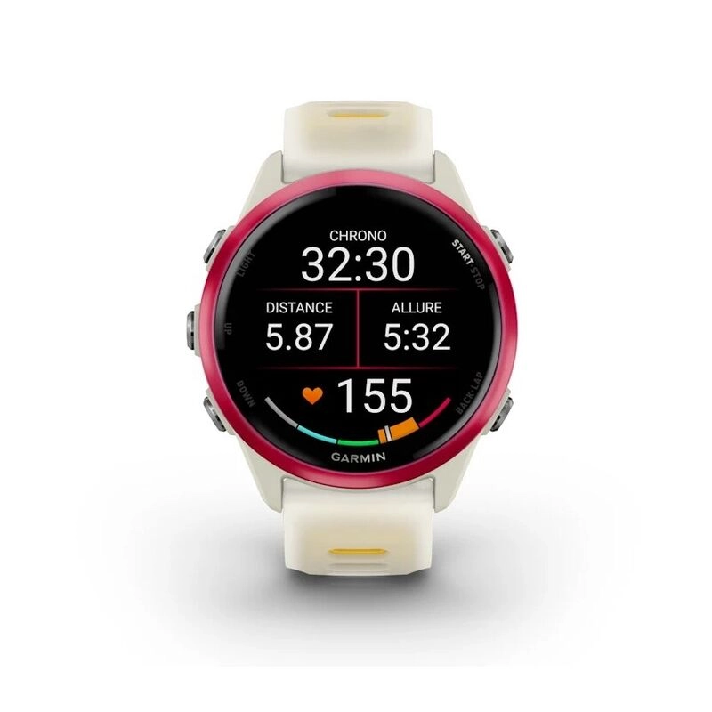 Смарт-часы Garmin Forerunner 570 - 42 mm, Малиновый алюминий с желто-белым ремешком