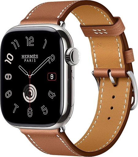 Смарт-часы Apple Watch S10 Hermes - 46 mm браслет Leather Single Tour Etoupe, (Gold | золотой)