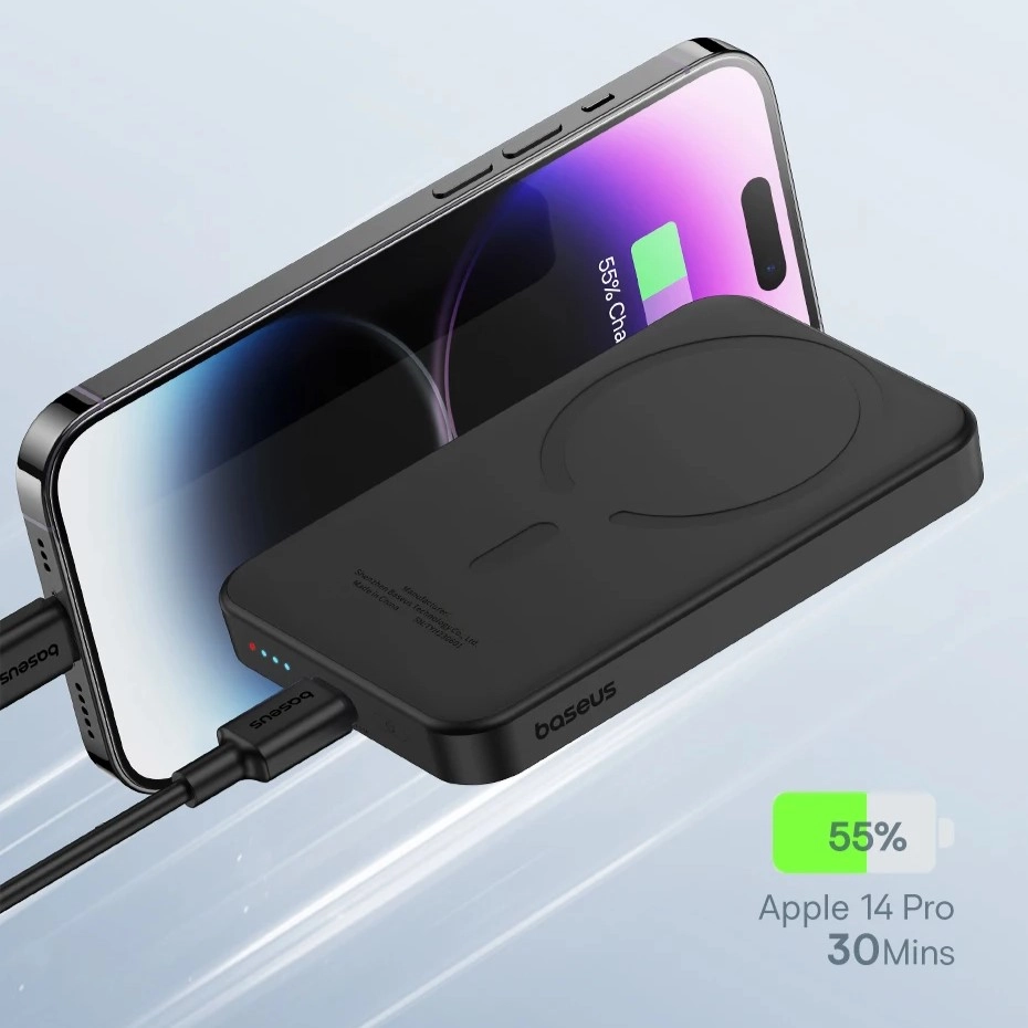 Внешний аккумулятор с беспроводной зарядкой Baseus Magnetic 5000mAh 20W P10022106112-02