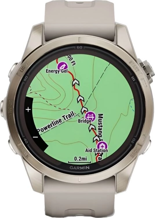 Смарт-часы Garmin Fenix 7S Pro Sapphire Solar - 42 mm, Золотистый, светло-песочный ремешок