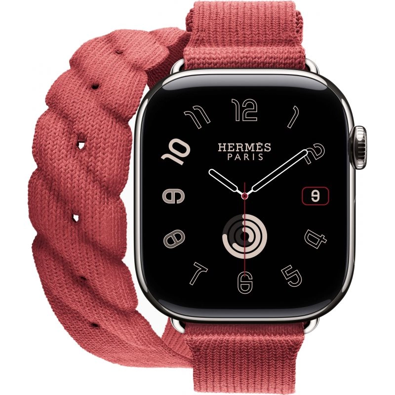 Смарт-часы Apple Watch S10 Hermes - 46 mm браслет Torsade Single Tour (Rouge Grenat | красный гранат)